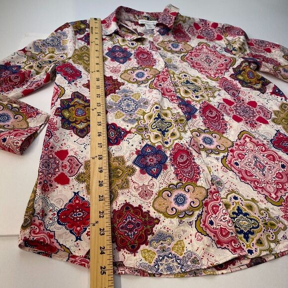Cupcake and Cashmere Paisley Blouse Button Down Multicolor Feminine Boho Chic XS - Picture 9 of 12
